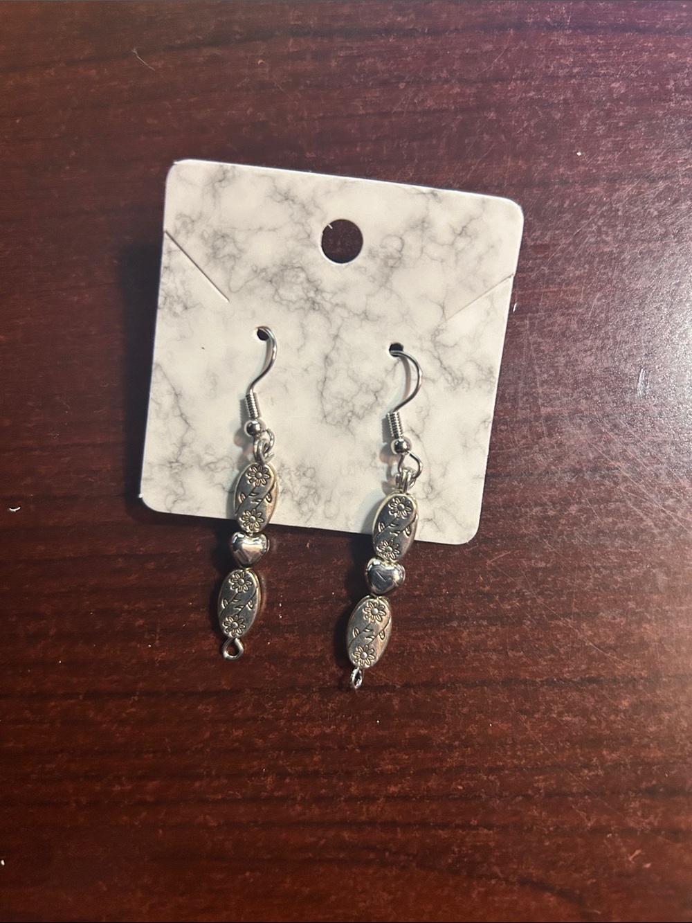 Silver Floral Dangle Earrings - Women Jewelry